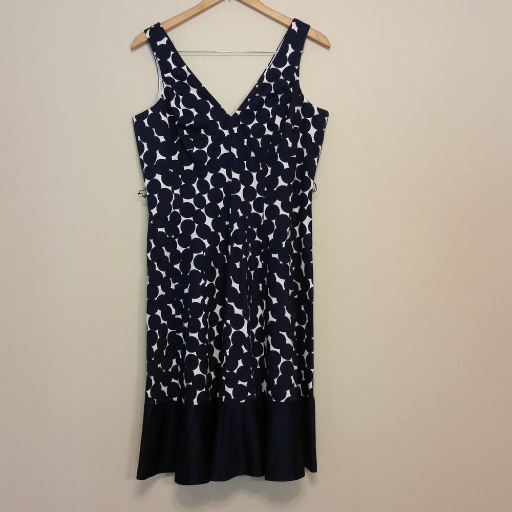 Nine West Sz 12 Dark Blue and White Dress